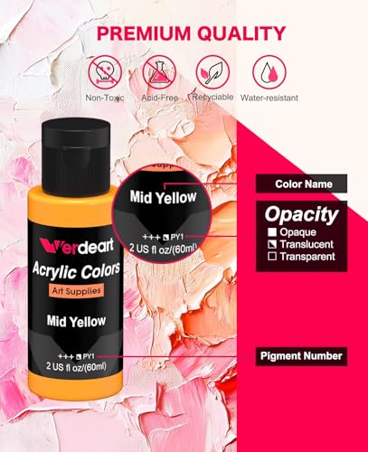 Acrylic Paint Set - 50 Colors 2 oz/59 ml Acrylic Paints for Professional Artists with 10 Brushes , Art Supplies for Painting Canvas Rock Wood Ceramic Glass Art Craft Painting, Rich Pigments Lasting Quality for Beginners, Students & Professional Artist - s