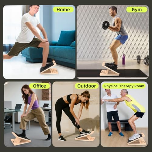 Adjustable Wooden Slant Board for Calf Stretching ,Portable Calf Strecther Incline Board for Knees Ankle Heel Feet Leg,Slanted Board for Physical Therapy