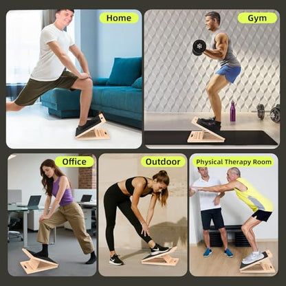 Adjustable Wooden Slant Board for Calf Stretching ,Portable Calf Strecther Incline Board for Knees Ankle Heel Feet Leg,Slanted Board for Physical Therapy