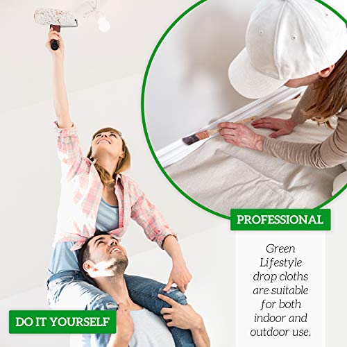 All Purpose Canvas Drop Cloths - Drop Cloth for Painting, Floor Cover, Heavy Duty Protection for Furniture & Surfaces, Reusable Painters Canvas Tarp for Renovation (9x12) - size: 1 Pack - 9x12