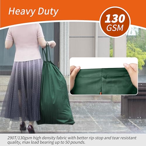Polecasa 2 Pack Extra Heavy Duty Laundry Bag with Handles, Green, 28x36" - color: Green, size: 28" x 36" | 2 Pack