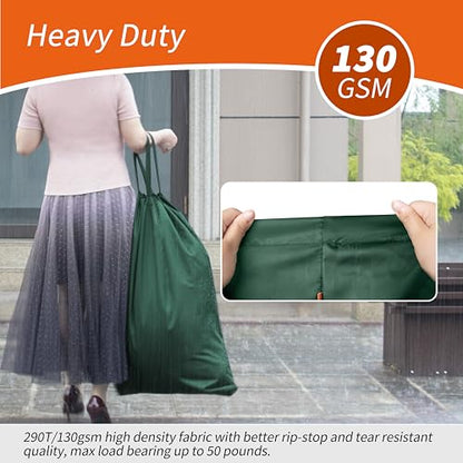Polecasa 2 Pack Extra Heavy Duty Laundry Bag with Handles, Green, 28x36" - color: Green, size: 28" x 36" | 2 Pack