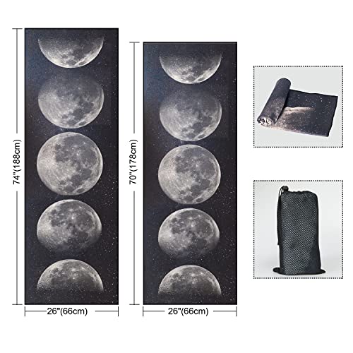 QiyI Hot Yoga Towel with Grip Dots, Non Slip, 70"x26", Moon Cycle - color: Moon Cycle, size: 70"x26"