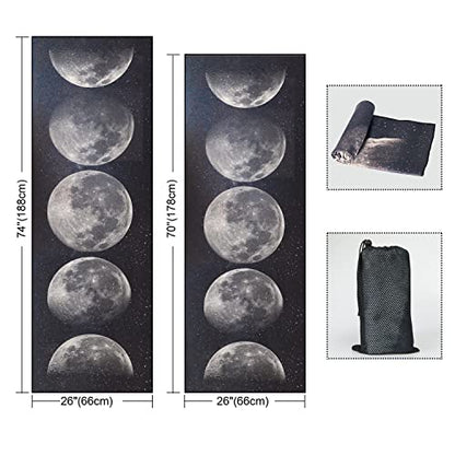 QiyI Hot Yoga Towel with Grip Dots, Non Slip, 70"x26", Moon Cycle - color: Moon Cycle, size: 70"x26"