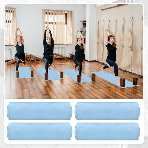 Breling 4 Pack 72" x 24" Hot Yoga Towel Non Slip Microfiber Mat Towel Sweat Absorbent Soft Pilates Mat Essentials for Hot Yoga Pilates Exercise(Blue) - color: Blue