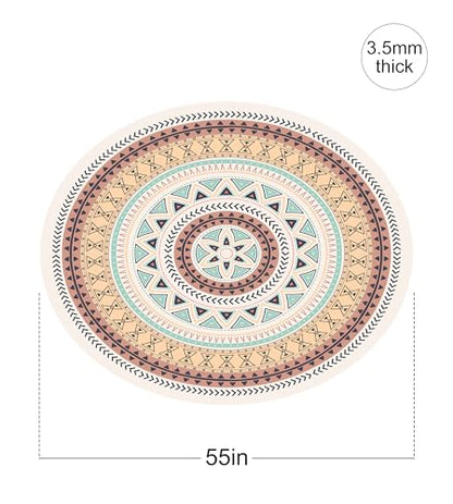 nuveti Large Meditation Mat Non Slip Round Yoga Mat Natural Rubber with Sueded Surface Exercise Mat Perfect for Meditating, Stretching, Yoga（140CM X 3.5MM Thick) - color: MoLuoGeYouJing
