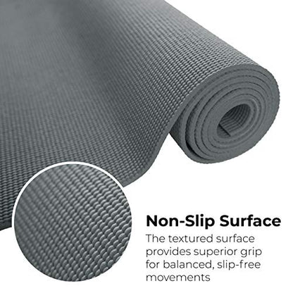 Bulk Yoga Mats, 10 Pack, 4mm Thick, 68x24in | Bulk Non Slip Exercise Mats for Workout, Stretching, Fitness - Wholesale Non Toxic Gym Mats for Home, Schools and Studios - color: Gray