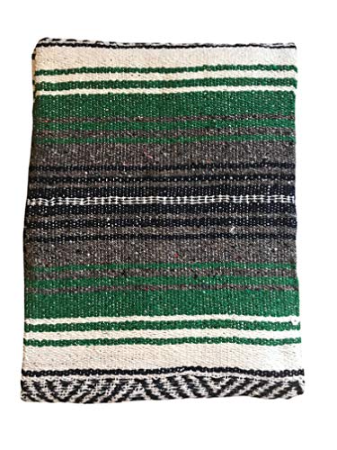 Baja Authentic Mexican Falsa Blanket Perfect for Yoga,Beach, Camping,Picnic, Car seat Cover, Home Throw Decor(Green) - color: Green