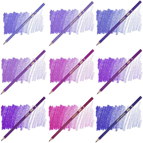 Purple Colored Pencils,Oil Based Wooden Colored Pencil Set for Adults Coloring Books Drawing Sketching Art Supplies 24 Color - color: Purple