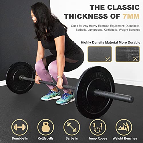 GXMMAT Extra Large Exercise Mat 16'x6'/12'x6'/10'x6'/8'x6'(7mm) - color: Black Real, size: 6*12 FT