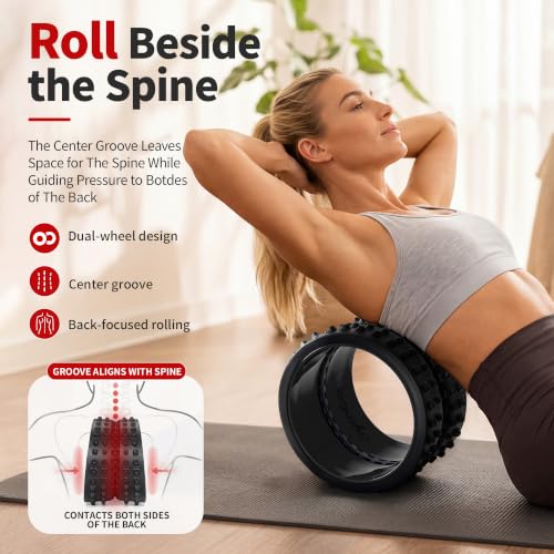 GymCope Curved Foam Roller, Spine-Safe Groove, 530 lb, Blue, Medium - color: Black, size: Medium