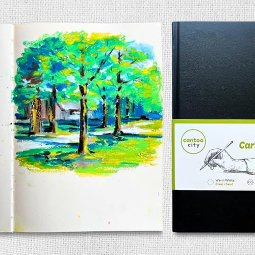 Cantoo City A4 Sketchbook, Professional Grade, Black Hard Cover Sketch Book, Art Drawing Book, Wood Free, Off White Thick Paper, Sketch Pad, Dry Media 100 Pages -160g/M² (108 Lb)