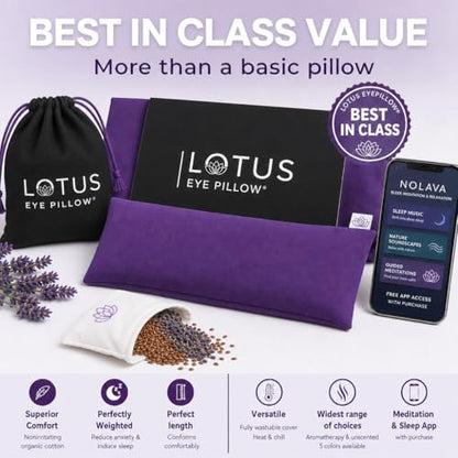 Lotus Lavender Eye Pillow - Weighted Eye Mask for Sleeping & Yoga - color: Purple