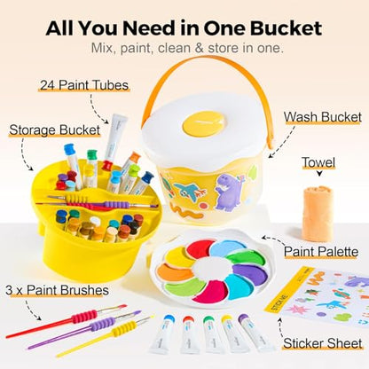 Jar Melo Kids Tempera Painting Set, Washable Paint Set for Kids Ages 4-8 | Portable, Safe and Non-Toxic, Mess Free Coloring, Tempera Paints for Drawing Art