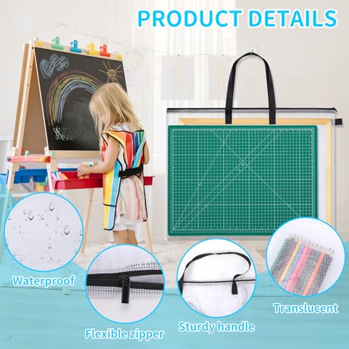 YOPCDJ 25x19 inches Art Portfolio Case, Storage Chart Art Portfolio Bag with Handle, Zippered Storage Folder for Bulletin Board, Poster, Scrapbook, and Keepsake - size: 25 X 19