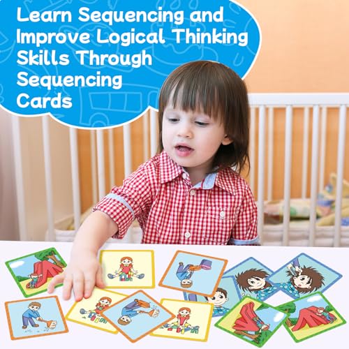 Sequencing Cards,Sequence Board Game for Kids,Story Storytelling,Speech Therapy Toys Materials for Autism,Social Skills,Sentence Building,Educational Classroom Preschool Learning Activities - style: 3 Sequencing Cards
