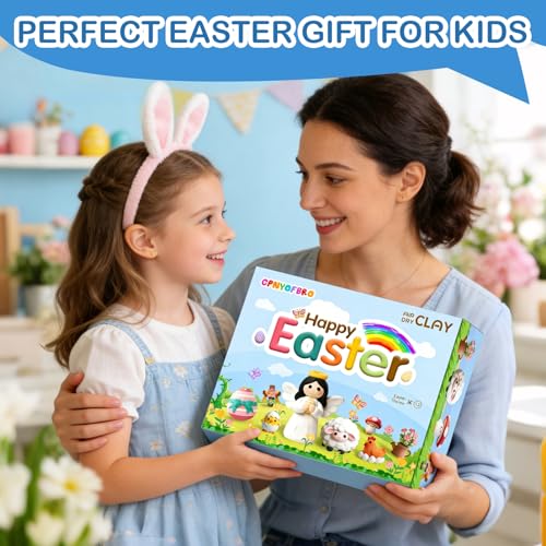 Easter Air Dry Clay for Kids,12 Boxes Modeling Magic Clay Kit with Sculpting Tools Tutorials, Safe & Non-Sticky DIY Craft Kit for Easter Basket Stuffers Gifts - color: Clay Easter Kit