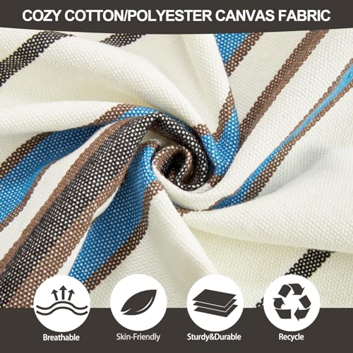 Brazilian Double Hammock with Tree Straps, Extra Large, 450 lbs Capacity - color: Blue White Stripe, size: X-Large
