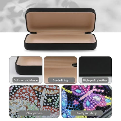 FlyingMage 5D Diamond Art Painting Kit for Adults Beginner, Small DIY Diamond Dots Gem Art Painting Mosaic Kits, Cute Hard Shell Sunglasses Eyeglasses Glasses Case for Women Teen (Black Butterfly) - color: Black Butterfly