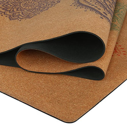 Shakti Warrior Chakra Cork Yoga mat - Artist Designed, Premium eco Friendly mats, Non Slip, Non Toxic, Great for Regular & Hot Yoga, Pilates and Work Out (72 inch x 24 inch x 3mm Thick)