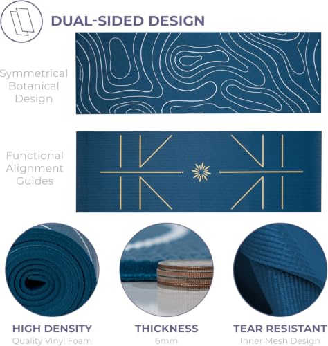 Ascend 6mm Thick Yoga Mat, 72x24in - color: Ocean Tide - Printed