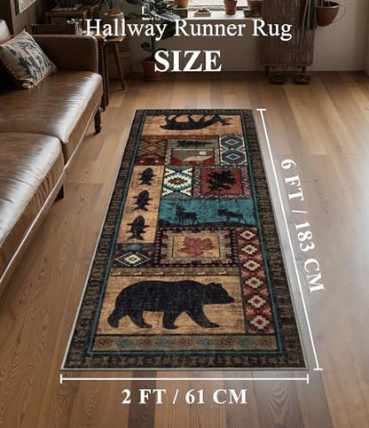 YIHOUSE Washable Rustic Cabin Runner Rug 2x6 Hallway - color: Brown, size: 2'x6' (Runner)