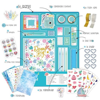 Pure Vie DIY Journal Kit for Girls Ages 8-14, Journaling Art Crafts Kit for Tween & Teen Girls, Creative Scrapbook & Diary Supplies Toy Set with Notebook Sticker - Fun Cute Birthday Xmas Gifts Ideas