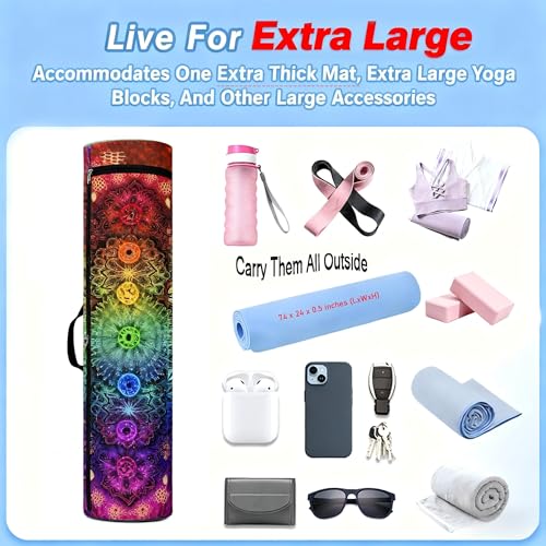 Spacious Extra Large Storage Yoga Mat Bag | Huge Capacity Mandala Gym Tote - Waterproof Wear-Resistant Carrier Strap Pilates - color: Splendid celestial river