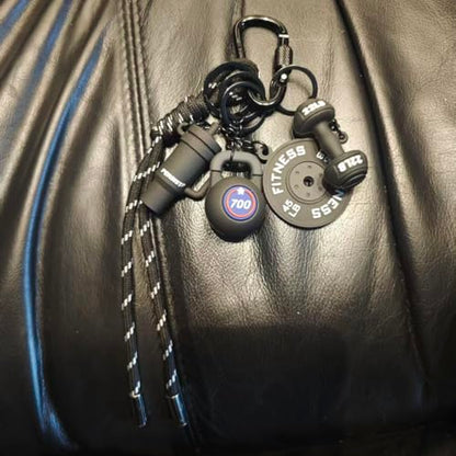Fitness Keychain Barbell Dumbbell Keychain Bag Purse Charms Gym Lovers Fitness Enthusiast Gift Bag backpack Charms - color: Black-a