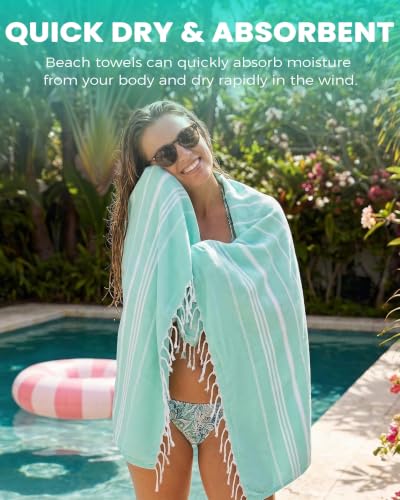 6 Pack Turkish Beach Towels Quick Dry Sand Free Oversized Bath Pool Swim Towel Extra Large XL Blanket Adult Travel Cruise Accessories Must Haves Clearance Stuff Necessities Vacation Essentials - color: Thinner Aqua, size: 72 x 36 inch
