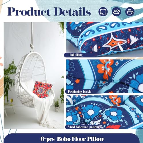 Menkxi 6 Pcs Bohemian Floor Pillows 15 Inch, Classic - color: Classic
