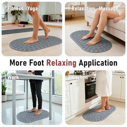 Foot Massage Mat Acupressure Board Large 30*17.7 In, Vynusio Silicone Reflexology Magnetic Therapy Acupuncture Jogging Feet Massage Pad Soft & Stiff Pressure Point for Beginner Yoga Home Office Grey - color: 30x17.7" Grey