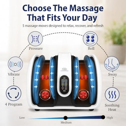 Cloud Massage Shiatsu Foot Massager with Heat, Standard Size, White - color: White