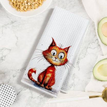 4 Pcs Funny Cat Kitchen Towels, Cute Cats Gifts Reusable Hand Towels-06 - color: Multi 1623