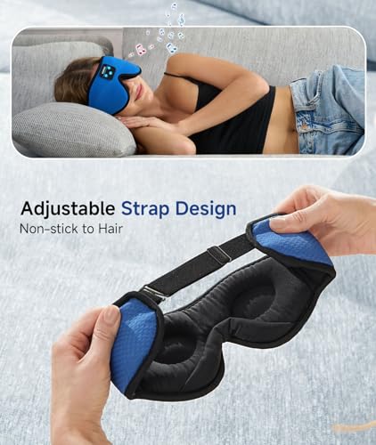 Voerou Sleep Mask Bluetooth 5.4 Headphones, Eye Masks for Sleeping with Ultra-Thin Stereo Speakers, Sleeping Mask Wireless Earbuds for Men Women Sleep, Cool Tech Gadgets for Teen Boys - color: Dark Blue