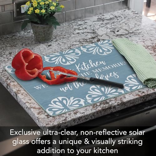 CounterArt Kitchen Memories Tempered Glass Cutting Board 12" x 15" | 3mm Thick, Serving Board, Charcuterie Board - color: Kitchen Memories