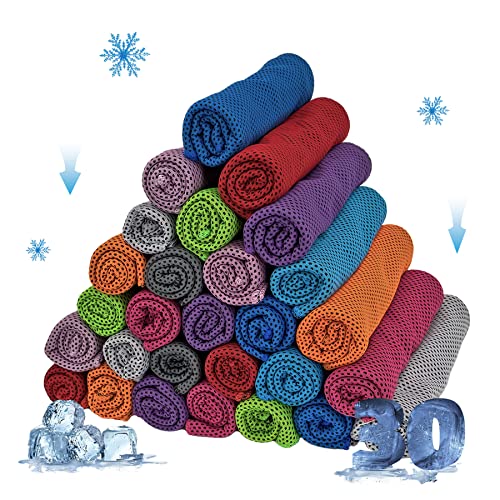 Cooling Towels, Soft Breathable Sweat Ice Towel for Sports, Yoga, Gym, Golf, Camping, Running, Fitness, Workout & More Activities - color: Multicolor(30pack)