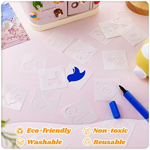 Fainne 100 Pcs 2 Inch Baby Block Stencils Small Stencils for Painting | Reusable Craft Stencils, DIY Scrapbook, Wood Wall Fabric Rock Chalkboard Sign Painting, Home Art Decor Projects - style: Cute Baby Animal Style