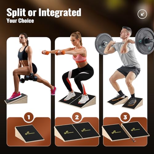 Sportneer Squat Wedge, 1200LB Wooden Heel Elevated Board for Squats | 15°/ 20° Squat Wedge Block, Slant Board for Squats Weightliting Home Gym Squat Wedge Non-Slip - size: 20°