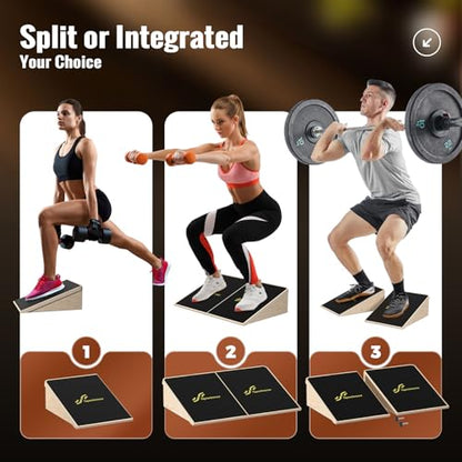 Sportneer Squat Wedge, 1200LB Wooden Heel Elevated Board for Squats | 15°/ 20° Squat Wedge Block, Slant Board for Squats Weightliting Home Gym Squat Wedge Non-Slip - size: 20°