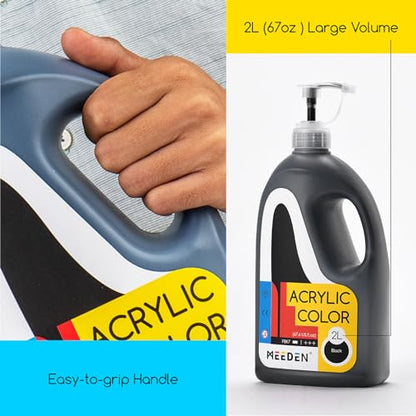 MEEDEN Black Acrylic Paint: Extra-Large 2L /67 oz Black Liquid Paint - Perfect for Acrylic Poured Paintings, Studio, Art Class, Wall Painting & Painting Party - color: Black