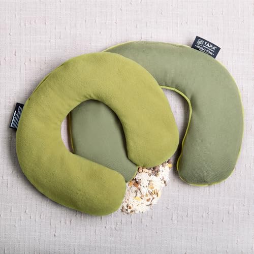 TARA Spa Therapy Herbal-Ease Aromatherapy Pillow Gift Bag Set, Neck + Silk Eye Pillow, Green Olive - color: Green Olive