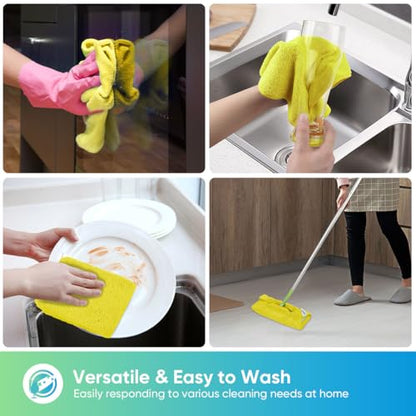 HOMEXCEL Yellow Microfiber Cleaning Cloth, Microfiber Towels for Car, 12 PK | Lint Free Cleaning Rags for Household & Kitchen, Car Wash Towels for Detailing Drying, Scratch-Free, 11.5"X 11.5" - color: Yellow