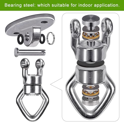 BeneLabel 2Pack Swing Hanger with Bearing Swivel 800LB Capacity Stainless Steel Aerial Silks Ceiling Mount Bracket Hammock Hardware for Swings, Hanging Chair, Aerial Hoop, Heavy Bag, Yoga Swing - color: Oval Base Hanger(2 Pack)