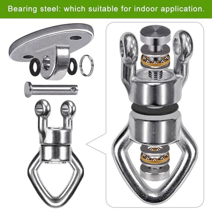 BeneLabel 2Pack Swing Hanger with Bearing Swivel 800LB Capacity Stainless Steel Aerial Silks Ceiling Mount Bracket Hammock Hardware for Swings, Hanging Chair, Aerial Hoop, Heavy Bag, Yoga Swing - color: Oval Base Hanger(2 Pack)