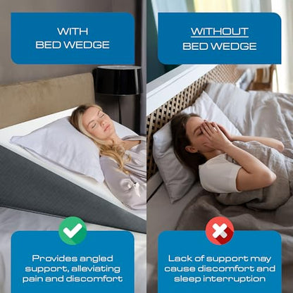 Kolbs Bed Wedge Pillow for Sleep Apnea, FSA Eligible Acid Reflux, and Back Pain Relief, with Chic Jacquard Cover - Headboard Wedges for Sleeping (Standard Wedge 12" Height) - size: Standard Wedge 12" Height - Grey