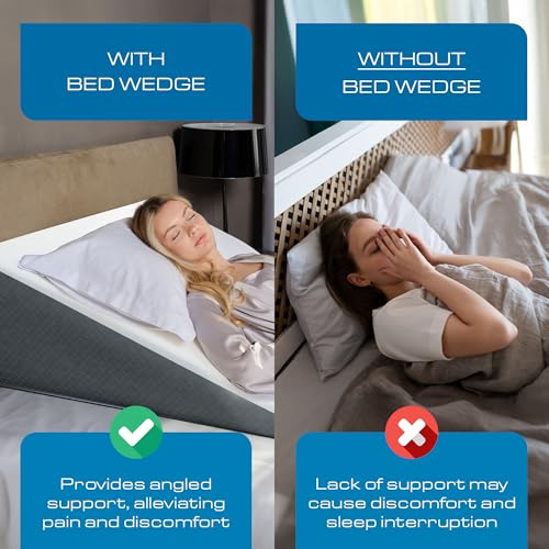 Kolbs Bed Wedge Pillow for Sleep Apnea, FSA Eligible Acid Reflux, and Back Pain Relief, with Chic Jacquard Cover - Headboard Wedges for Sleeping (Standard Wedge 12" Height) - size: Standard Wedge 12" Height - Grey