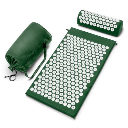 Sivan Acupressure Mat & Pillow Set for Back & Neck (Large, Green/White) - color: Green/White, size: Large