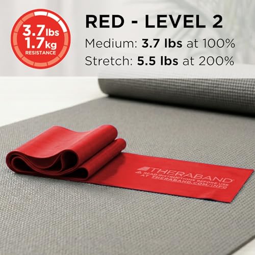 THERABAND Resistance Band, Exercise Workout, Physical Therapy, Red, 6 Ft - color: Red - Medium, size: 1 Count