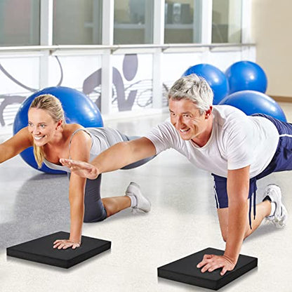 Deekin 2 Pcs Foam Balance Pad Non Slip Stability Trainer Rectangle Board Exercise Pad Cushion for Women Men Dancing Balance Training Workouts Yoga Physical Therapy, Black and Dark Blue